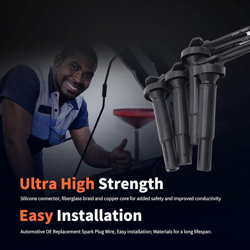 OXCANO SOA430Q124 Ignition Spark Plug Wires Set of 4 Compatible with Subaru Forester 2005-2010 H4 2.5L, Impreza 2008-2011 H4 2.0L, Impreza 2005-2011 H4 2.5L, Legacy 2007-2009 H4 2.5L, Outback - Image 4